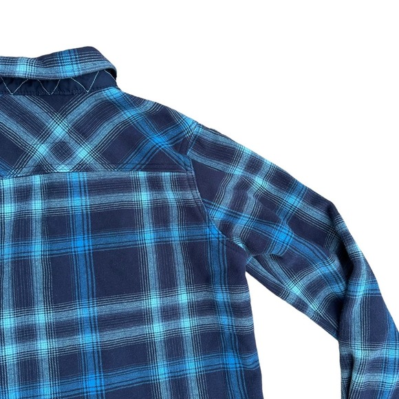 Orvis Fleece Lined Flannel Jacket Women Long Sleeve Snap Button Down Blue Medium - Picture 8 of 12